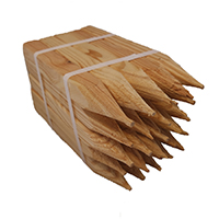 bundle of pencil-sharpened pine wooden survey hubs